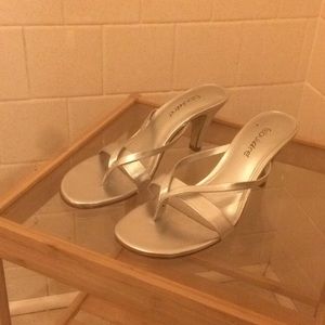 Silver heeled sandals